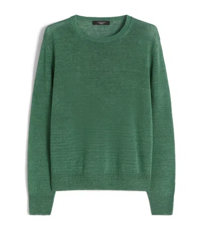 Weekend Max Mara Linen Crew-neck Sweater In Green