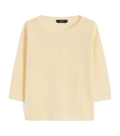 Weekend Max Mara Linen Cropped-sleeve Sweater In Yellow
