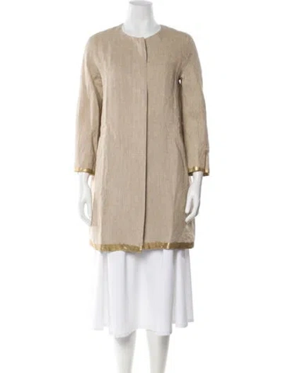 Pre-owned Weekend Max Mara Linen Faux Fur Coat In Neutral