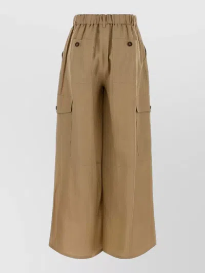 Weekend Max Mara Linen Finale Cargo Pant Wide Leg In Brown