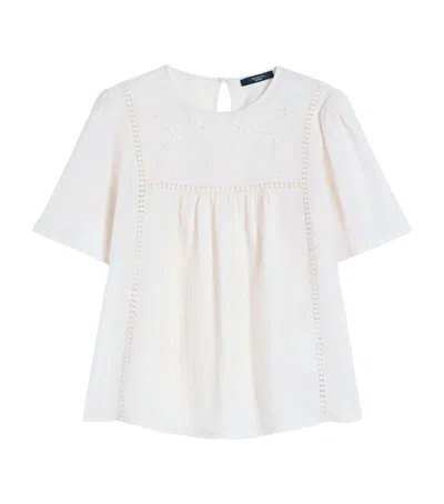 Weekend Max Mara Linen Floral-embroidered Top In White