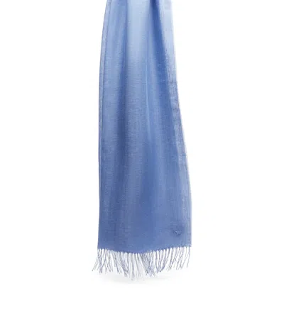 Weekend Max Mara Linen Fringe-trim Scarf In Blue