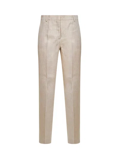 Weekend Max Mara Linen High-rise Trousers In Beige