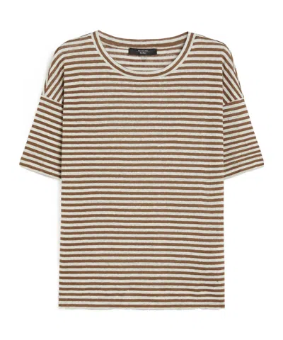 Weekend Max Mara Linen Jersey Blouse In Brown
