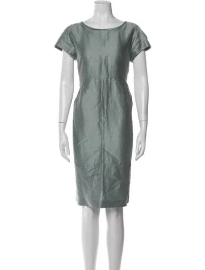 Pre-owned Weekend Max Mara Linen Knee-length Dress In Blue