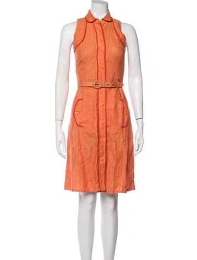 Pre-owned Weekend Max Mara Linen Knee-length Dress In Orange