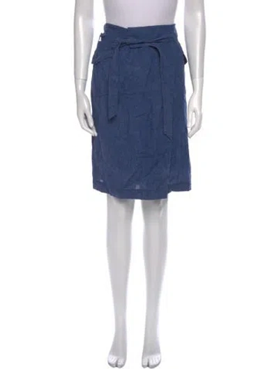 Pre-owned Weekend Max Mara Linen Knee-length Skirt In Blue