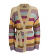 WEEKEND MAX MARA LINEN KNITTED STRIPED CARDIGAN