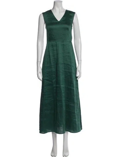 Pre-owned Weekend Max Mara Linen Long Dress In Green