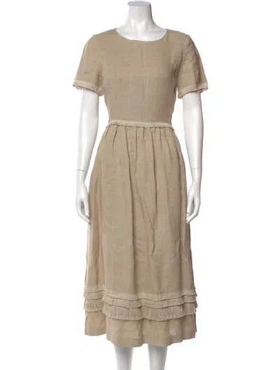 Pre-owned Weekend Max Mara Linen Long Dress In Neutral