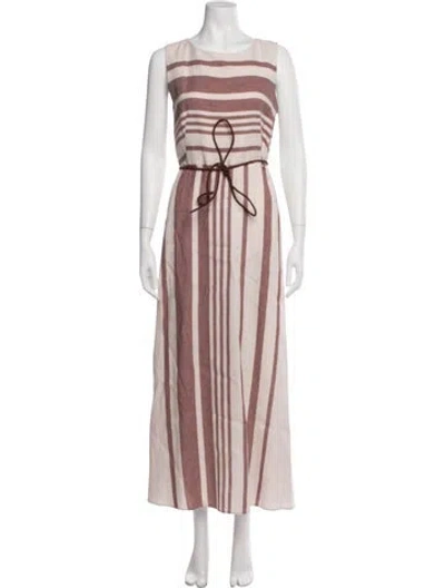 Pre-owned Weekend Max Mara Linen Long Dress In Pink/red