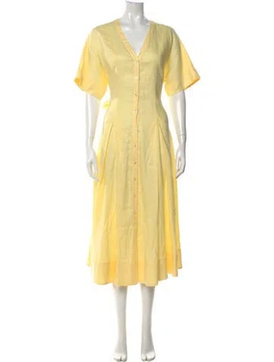 Pre-owned Weekend Max Mara Linen Long Dress W/ Tags In Yellow