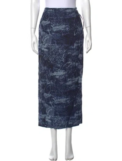 Pre-owned Weekend Max Mara Linen Long Skirt In Blue