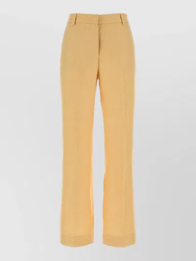 Weekend Max Mara Linen Malizi Tailored Trousers Front Crease In Brown