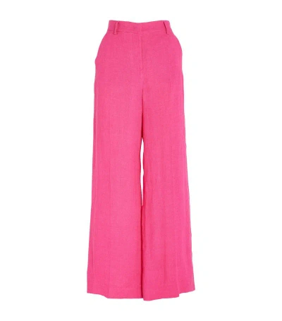 Weekend Max Mara Linen Malizia Wide-leg Trousers In Pink