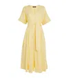 Weekend Max Mara Linen Dress With Midi Length And Pleated Skirt In Yellow