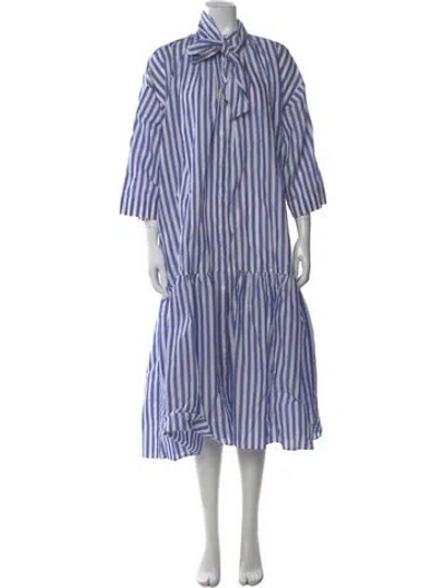 Pre-owned Weekend Max Mara Linen Midi Length Dress In Blue