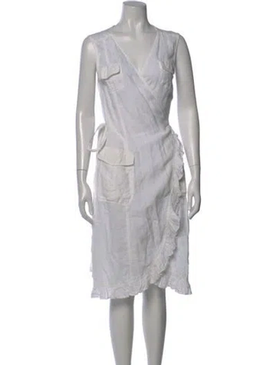 Pre-owned Weekend Max Mara Linen Midi Length Dress In Gray