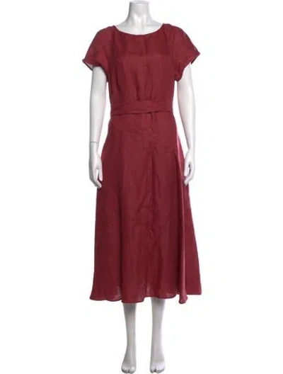 Pre-owned Weekend Max Mara Linen Midi Length Dress W/ Tags In Red