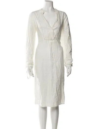 Pre-owned Weekend Max Mara Linen Midi Length Dress In White
