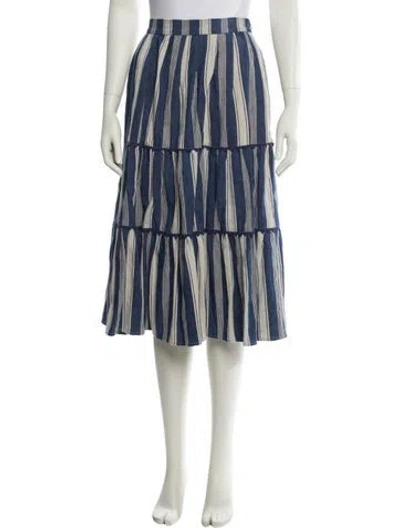 Pre-owned Weekend Max Mara Linen Midi Length Skirt In Blue