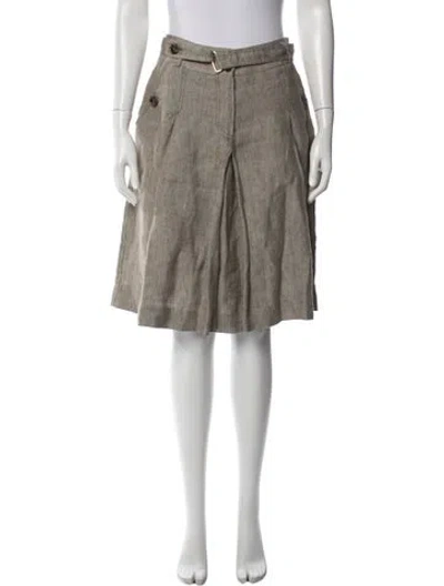 Pre-owned Weekend Max Mara Linen Midi Length Skirt In Blue