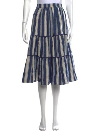 Pre-owned Weekend Max Mara Linen Midi Length Skirt In Blue
