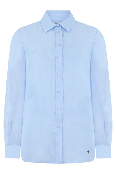 Weekend Max Mara Linen Shirt In Blue