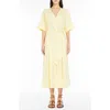 Weekend Max Mara Linen Dress With Midi Length And Pleated Skirt In Yellow