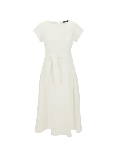 Weekend Max Mara Linen Short-sleeve Midi Dress In White