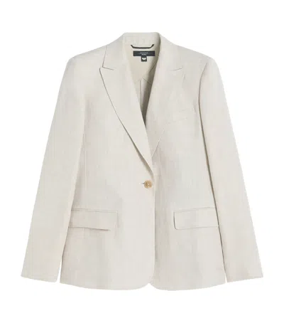 Weekend Max Mara Linen Single-breasted Blazer In White