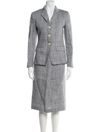 Pre-owned Weekend Max Mara Linen Skirt Suit In Gray