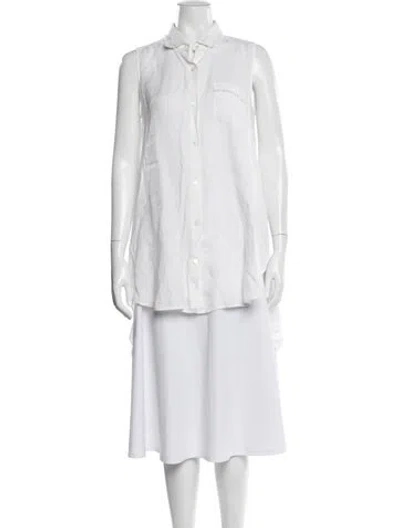 Pre-owned Weekend Max Mara Linen Sleeveless Button-up Top In Neutrals