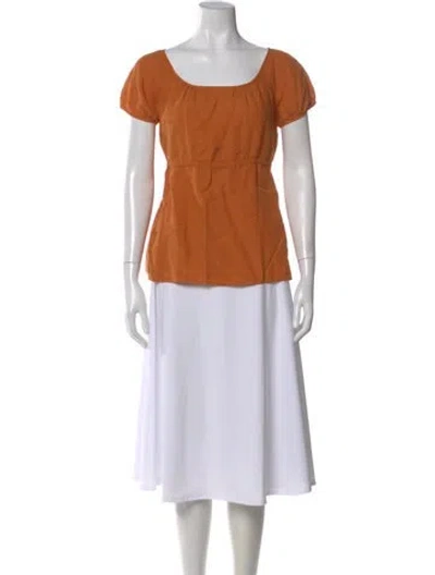 Pre-owned Weekend Max Mara Linen Square Neckline Top In Orange