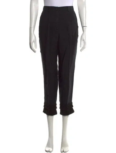 Pre-owned Weekend Max Mara Linen Straight Leg Pants In Black
