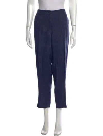 Pre-owned Weekend Max Mara Linen Straight Leg Pants In Blue