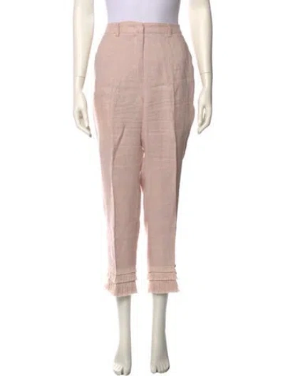 Pre-owned Weekend Max Mara Linen Straight Leg Pants In Pink