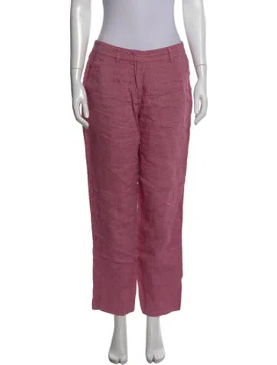 Pre-owned Weekend Max Mara Linen Straight Leg Pants In Pink