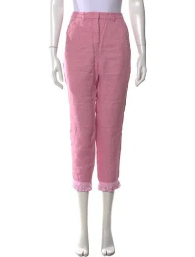 Pre-owned Weekend Max Mara Linen Straight Leg Pants In Pink