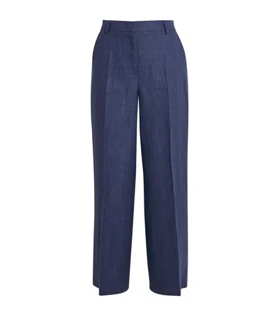 Weekend Max Mara Linen Straight Trousers In Navy
