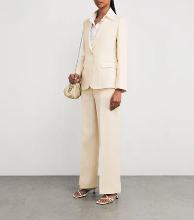 Weekend Max Mara Linen Straight Trousers In White