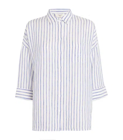 Weekend Max Mara Linen Stripe Shirt In Blue