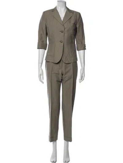 Pre-owned Weekend Max Mara Linen Striped Pantsuit In Neutral