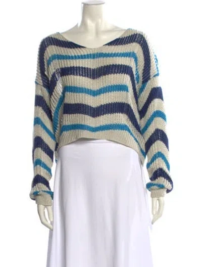 Pre-owned Weekend Max Mara Linen Striped Sweater In Multi