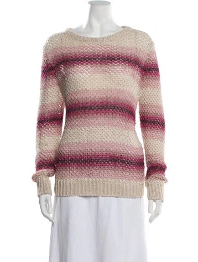Pre-owned Weekend Max Mara Linen Striped Sweater In Pink