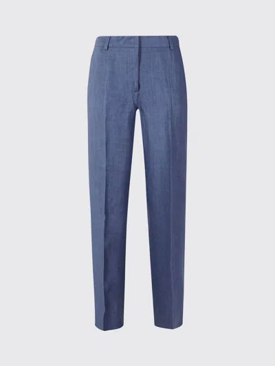 Weekend Max Mara Linen Trousers In Blue