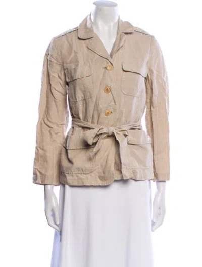 Pre-owned Weekend Max Mara Linen Utility Jacket In Neutral