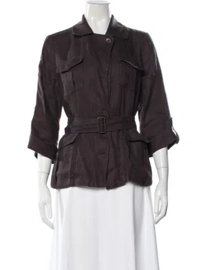 Pre-owned Weekend Max Mara Linen Utility Jacket In Purple