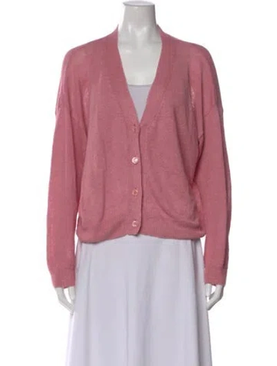 Pre-owned Weekend Max Mara Linen V-neck Sweater In Pink