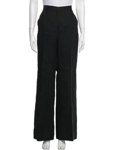 Pre-owned Weekend Max Mara Linen Wide Leg Pants In Black